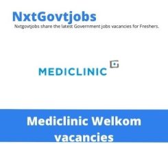 Mediclinic Welkom vacancies 2022 Apply Online